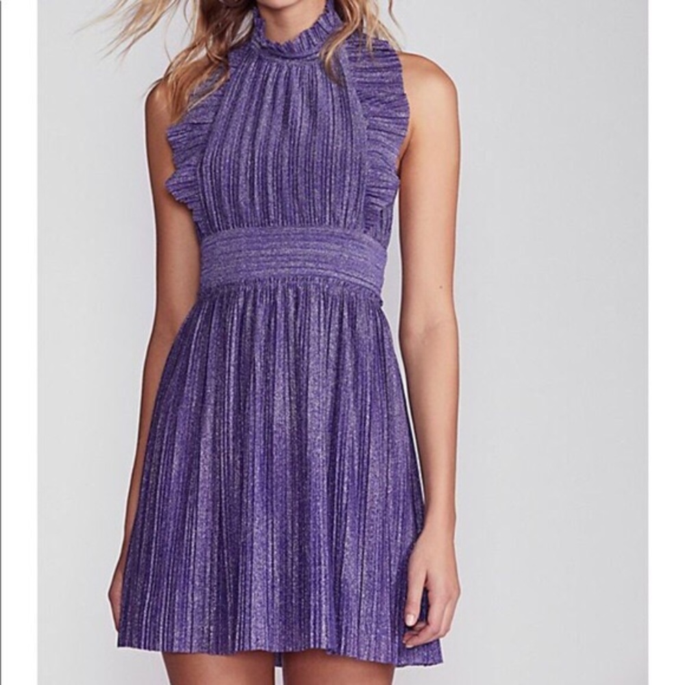 Free People Pleated Shine Fit & Flare Dress
